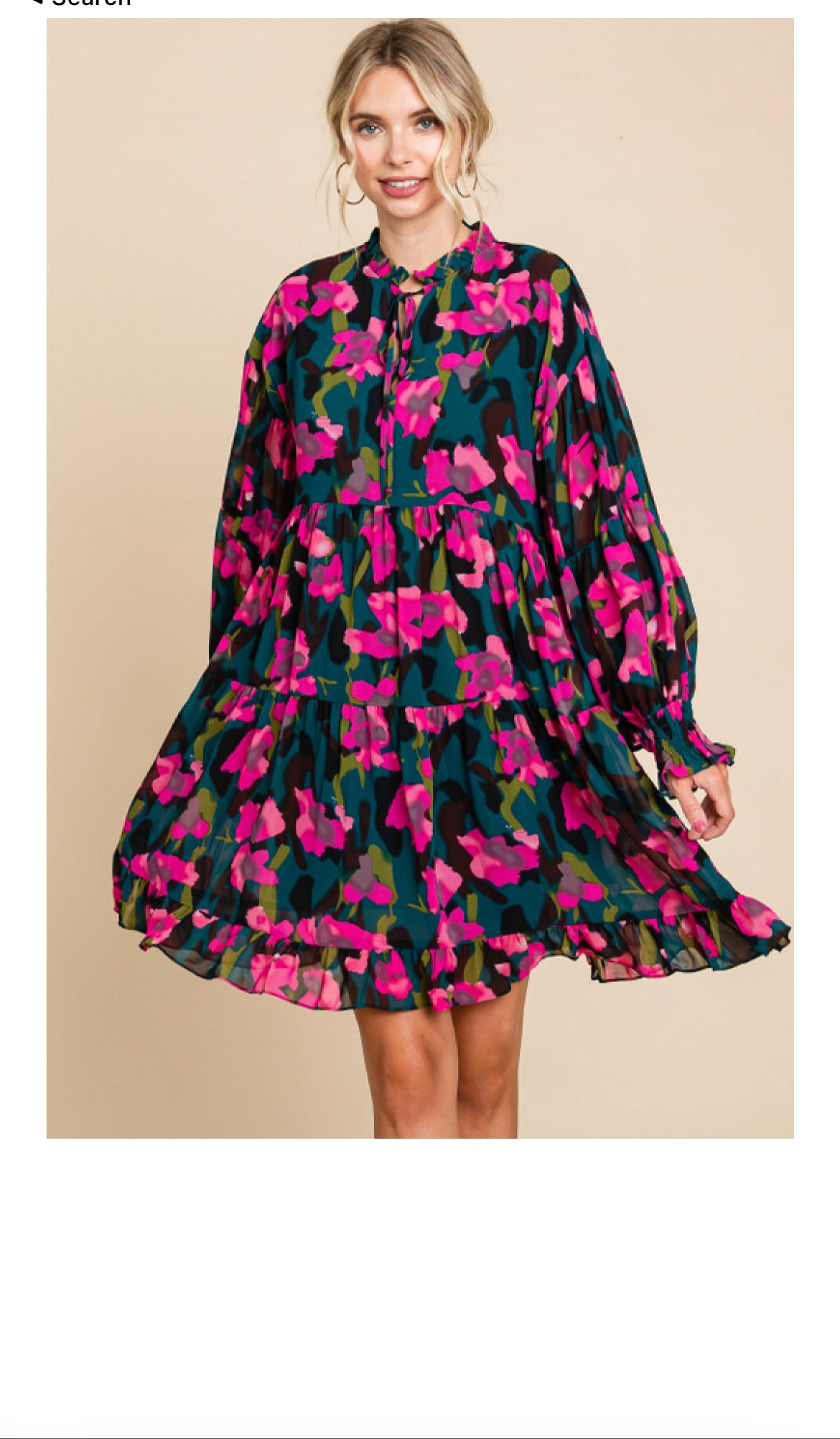 Green and pink flower dress