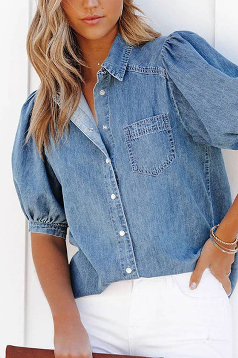Denim Juliet Sleeve Top