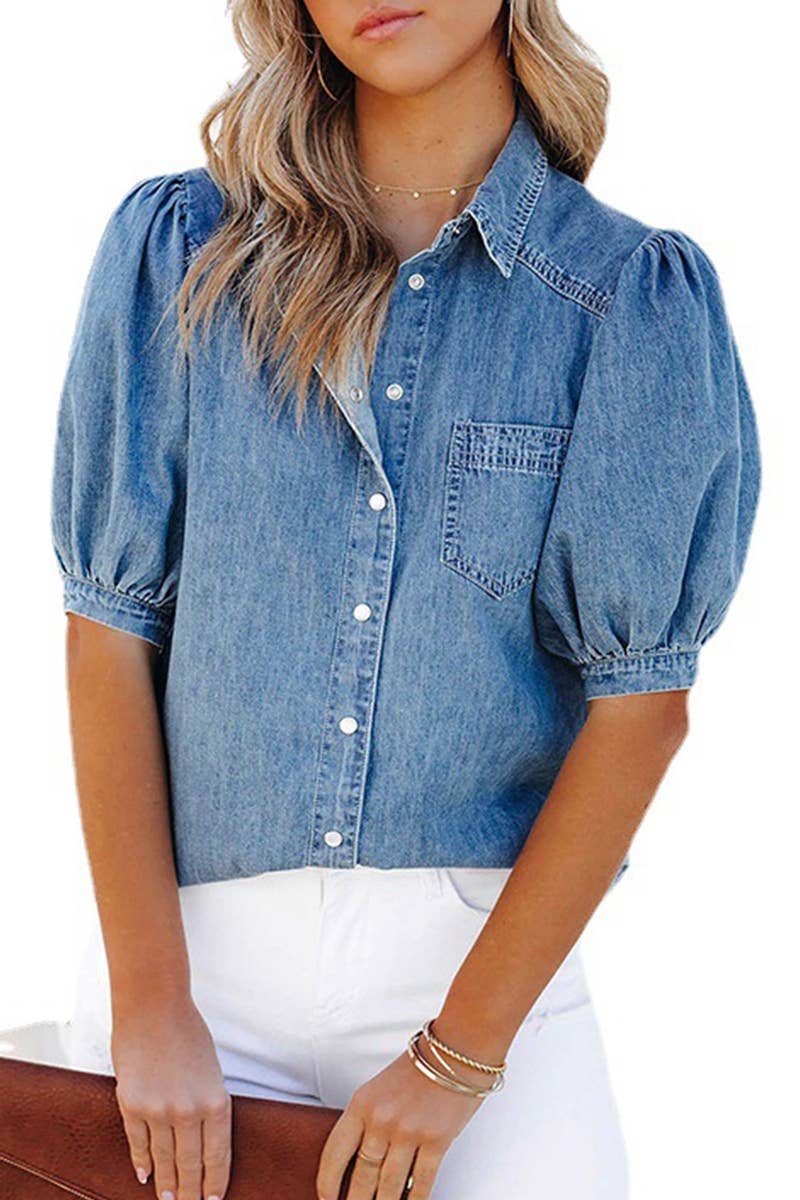 Denim Juliet Sleeve Top