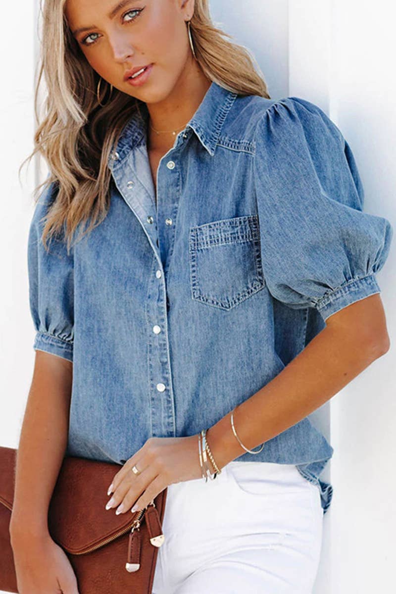 Denim Juliet Sleeve Top