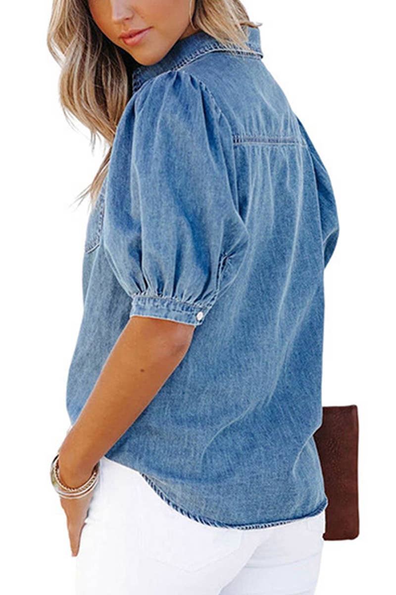 Denim Juliet Sleeve Top
