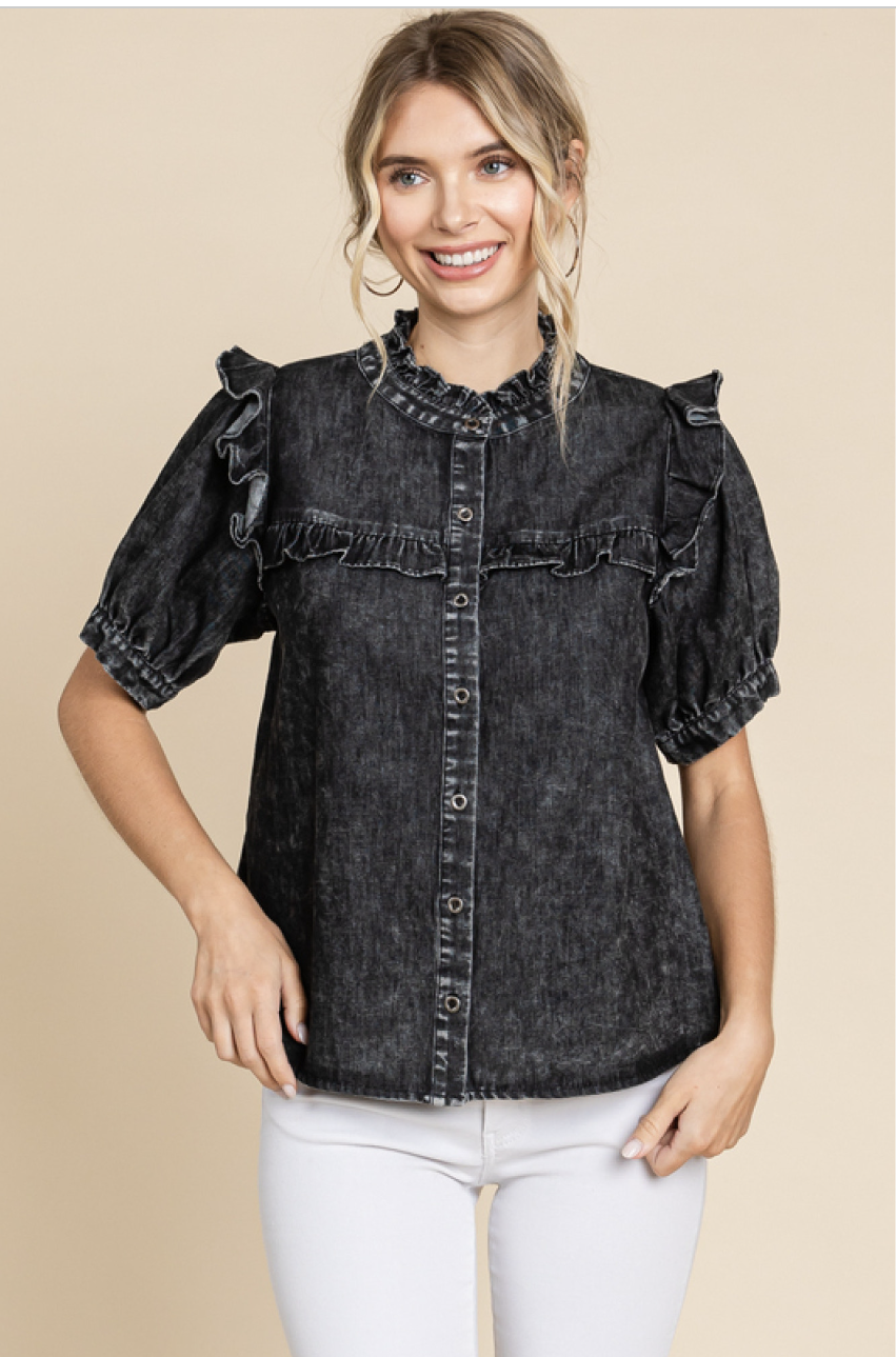 Dark Denim Short Sleeve Top