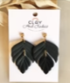 Black leaf earrings