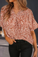 Rust Patterned Puff Sleeve Blouse